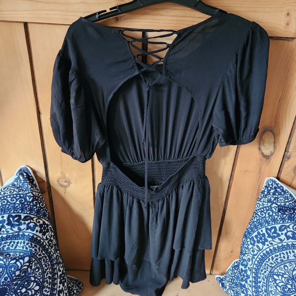 Black mini Wild Fable dress with open back and tie design - Picture 2 of 10